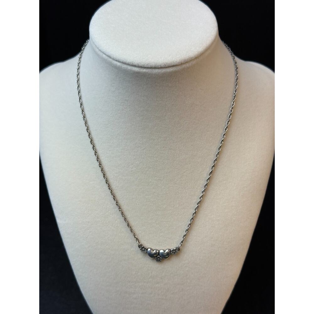James Avery Flower and Heart Necklace 16" Sterling Silver Retired - Picture 2 of 6
